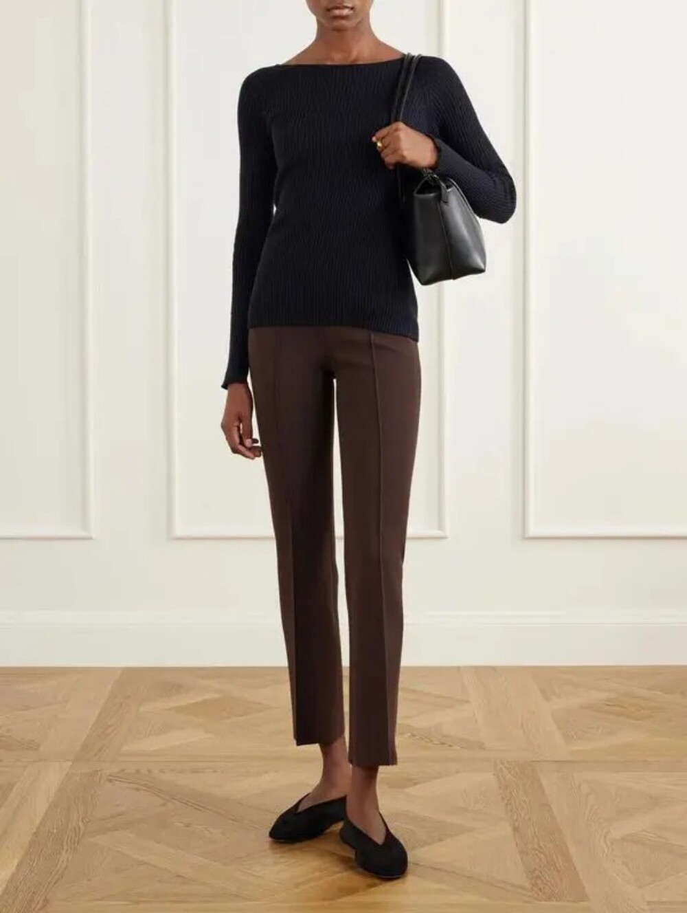 HIGH SPORT Geo Kick Cotton Blend Cropped Flared Pants In Chocolate M.